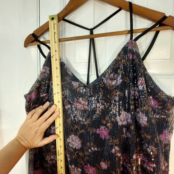 NWT Xhilaration Strappy Sequined Black Floral Mesh Cocktail Party Dress Sz M - Picture 12 of 14